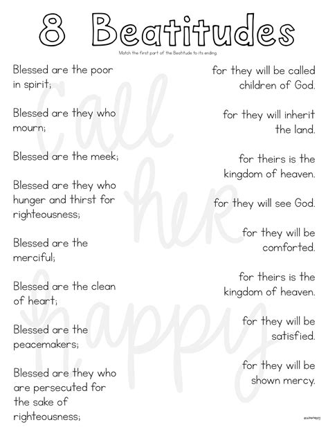 Beatitudes Worksheet Printable Coloring Page Sheet Liturgical Etsy Uk