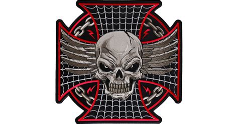 Maltese Skull Patch Large Skull Patches For Biker Jackets By Ivamis