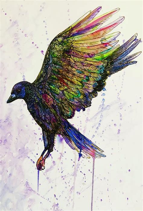 Rainbow Crow No3 Painting By Michelle Winslow Fine Art America