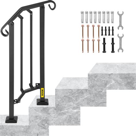 VEVOR Outdoor Stair Railing Alloy Metal Hand Railing Fit 1 Or 2 Steps