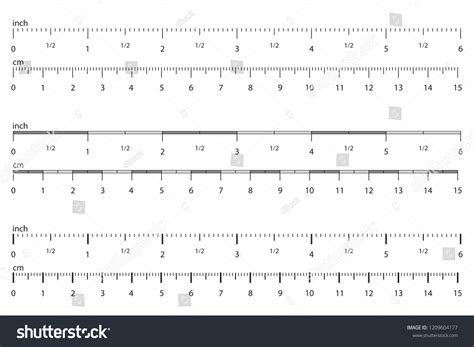 metric imperial rulers scale ruler inches stock vector royalty