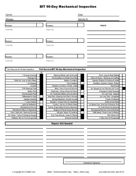 Chp 90 Day Inspection Form