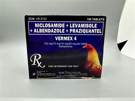 Vermex 4 100 Tablet J E J Gamefowl Supplies