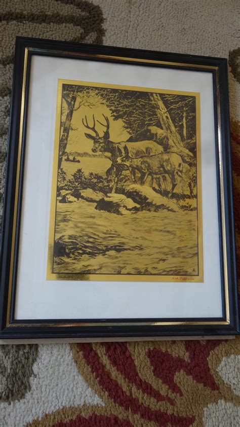 Vintage Mcm Very Collectible Gold Foil Etching Wildlife Art Etsy