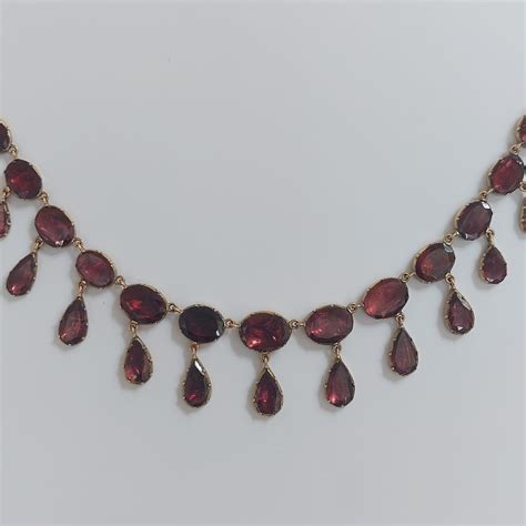 Georgian Antique Garnet Riviere Fringe Necklace