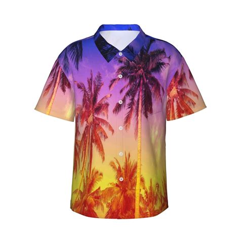 Kll Mens Hawaiian Shirt Short Sleeve Button Down Beach Shirts Palm