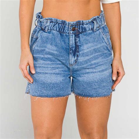 Buh Shorts Jeans Buh Feminino Elástico Azul