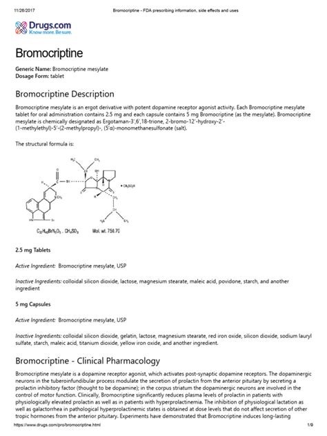 Bromocriptine Fda Prescribing Information Side Effects And Uses Pdf