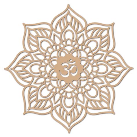 Om Lotus Wooden Wall Art Decor Crystal Grid Sacred Geometry Laser