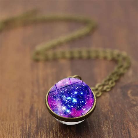 Xushui Xj Galaxy Nebula Art Photo Glass Cabochon Double Sided Pendant