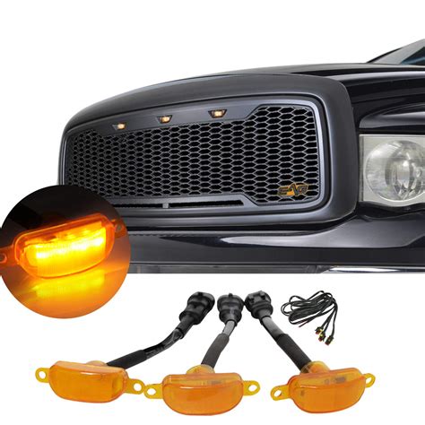 Eag Replacement Abs Upper Grille Led Front Grill Charcoal Gray With Amber Led Lights Fit For