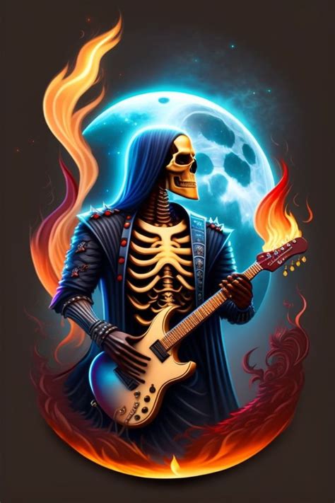 Skeleton Playing Guitar