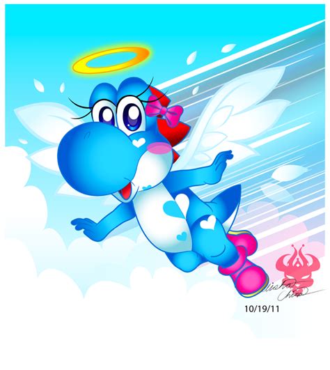 Giftart: Lightblue Yoshi by Bowser2Queen on DeviantArt