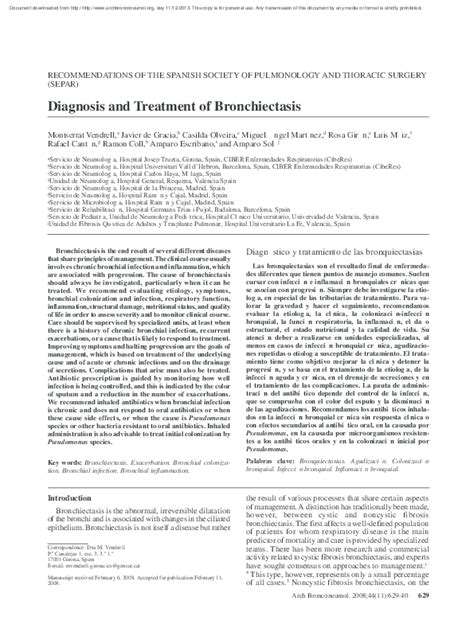 Pdf Short Review On The Diagnosis And Treatment Of Bronchiectasis