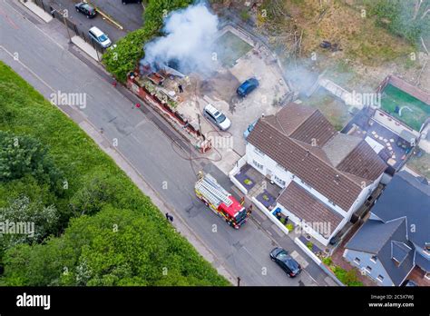 Ebbw Vale Wales Uk June 26 2020 Aerial View Of Firefighters