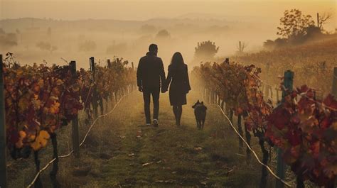 Una pareja caminando por un viñedo Foto Gratis