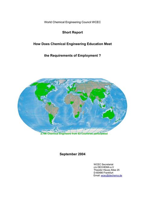 Short Report World Chemical Engineering Council