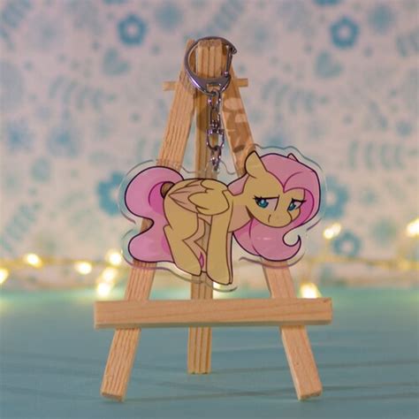 Mlp Keychain Fluttershy Double Sided Acrylic Keychain Etsy