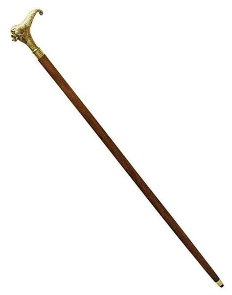 Brass Victorian Cane Wooden Walking Stick Vintage Sol Gem