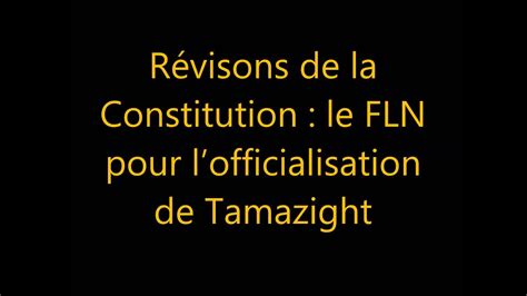 Le FLN Pour L Officialisation De Tamazight YouTube