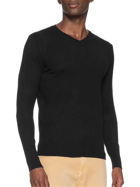 Blusa Masculina Tricot Básico Gola V Basiq Men Preto Oqvestir