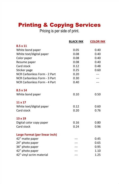 Price List Templates Archives Paginationcom