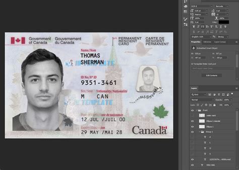 Canada Permanent Resident Card Psd Template Id Card Template