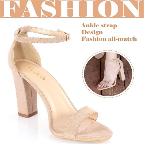 Ankis Nude Heels For Women Open Toe Ankle Strap High Heel Sandals 4