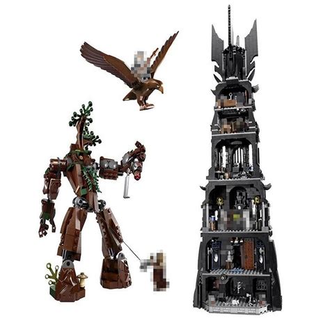 2430Pcs Lord of the Rings Movie Tower of Orthanc Ent stands Battle 16010 Model Building Blocks ...