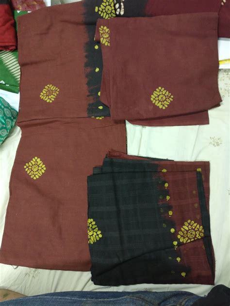 Casual Wear Hand Block Printed Cotton Sarees Length 5 5 M Separate