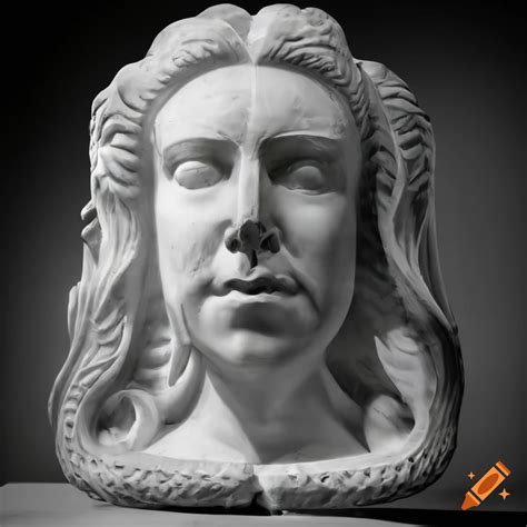 Sculpture Of Elizabeth Holmes In The Style Of H R Giger With White Eyes