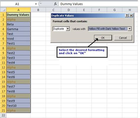 Ms Excel Tutorial How To Highlight Duplicate Values In Microsoft Excel