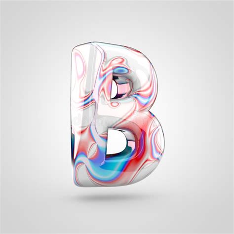 Glossy Water Marble Alphabet Letter B Uppercase Isolated On White