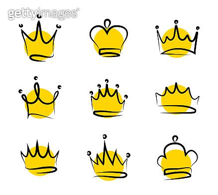 Hand Drawn Doodle Crowns Collection Of Sketch Crown Royal Golden