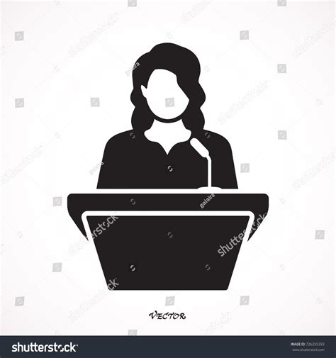 Woman Speaker Icon Orator Speaking Tribune Stock Vector Royalty Free