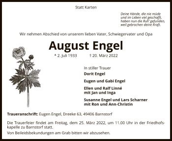 Traueranzeigen Von August Engel Trauer Kreiszeitung De