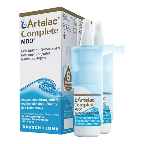 Artelac Complete MDO Augentropfen für trockene tränende Augen 2X10 ml