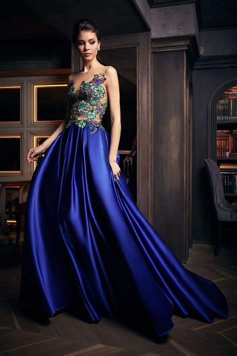 Robe De Soiree De Luxe Bleue Paris Satin Dresses Gowns Dresses