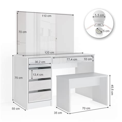 Livinity Schminktisch Wei Cm Mit Led Beleuchtung Und Bank Sherry