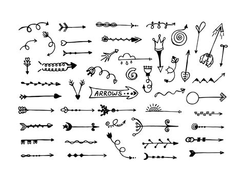 Different Types Of Arrows Doodle Set Vector Art At Vecteezy