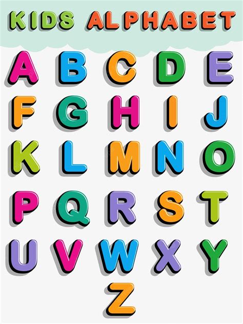 Premium Vector Colorful Cartoon Style English Alphabet Design For Kid