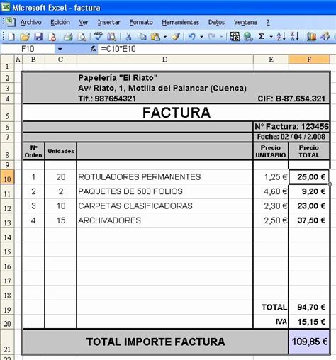 Modelos De Facturas En Excel Ufreeonline Template