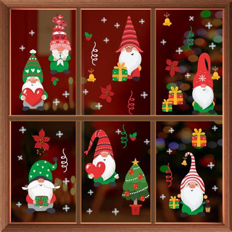 Walplus Clings Xmas Gnomes And Snowflakes Window Decal Wayfair