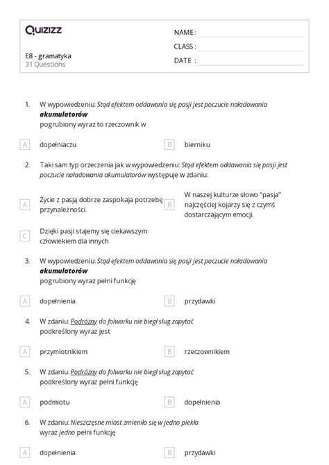 Ponad Interpunkcja Arkuszy Roboczych Dla Klasa W Quizizz Darmowe