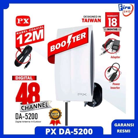 Promo Antena TV Digital PX DA 5200 Indoor Outdoor Kabel 12M Garansi 18