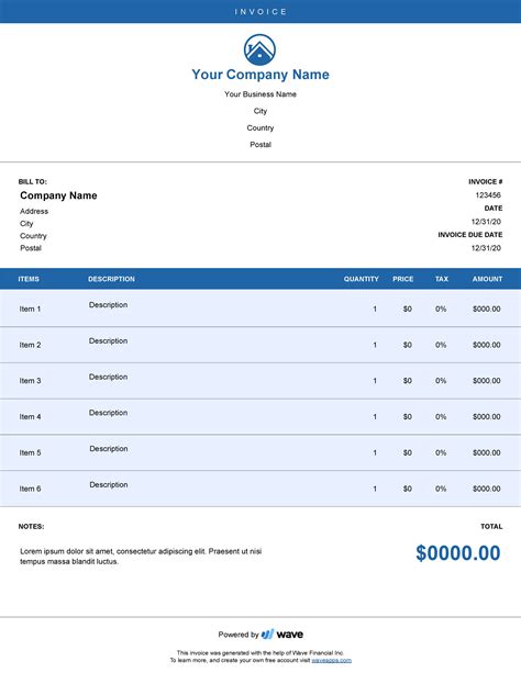 Roofing Invoice Template Wave Invoicing