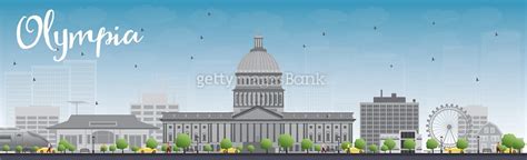 Olympia Washington Skyline with Grey Buildings and Blue Sky 이미지