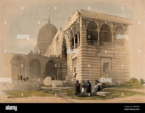 Figures Outside The Tombs Of The Caliphs Cairo Egypt Coloured