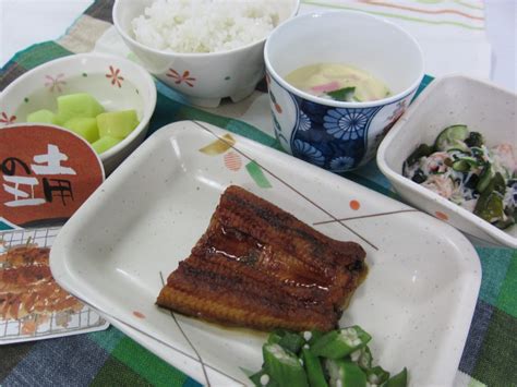 「土用の丑の日行事食」を提供しました 山形県 癒しの園 小国町立病院・老人保健施設 温身の郷・おぐに訪問看護ステーション