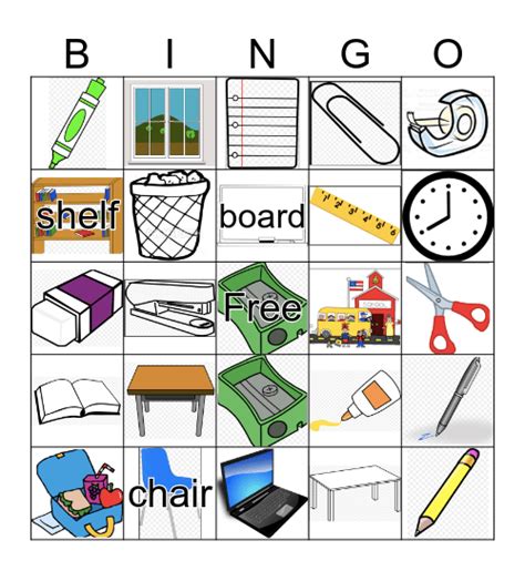 Classroom Objects Bingo Card